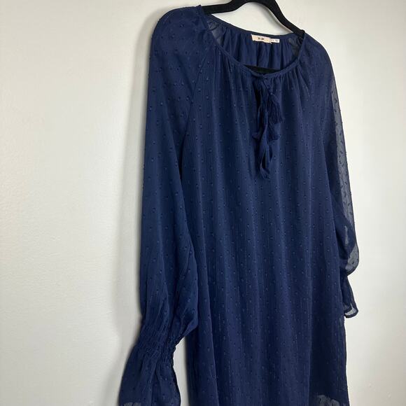 Francesca's Collections Mi Ami Womens Bell Sleeve Chiffon Shift Navy Dress Small - Picture 3 of 10